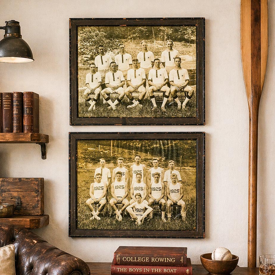 Rare Antique Framed Harvard University Rowing Crew Photographs Photos Portrait