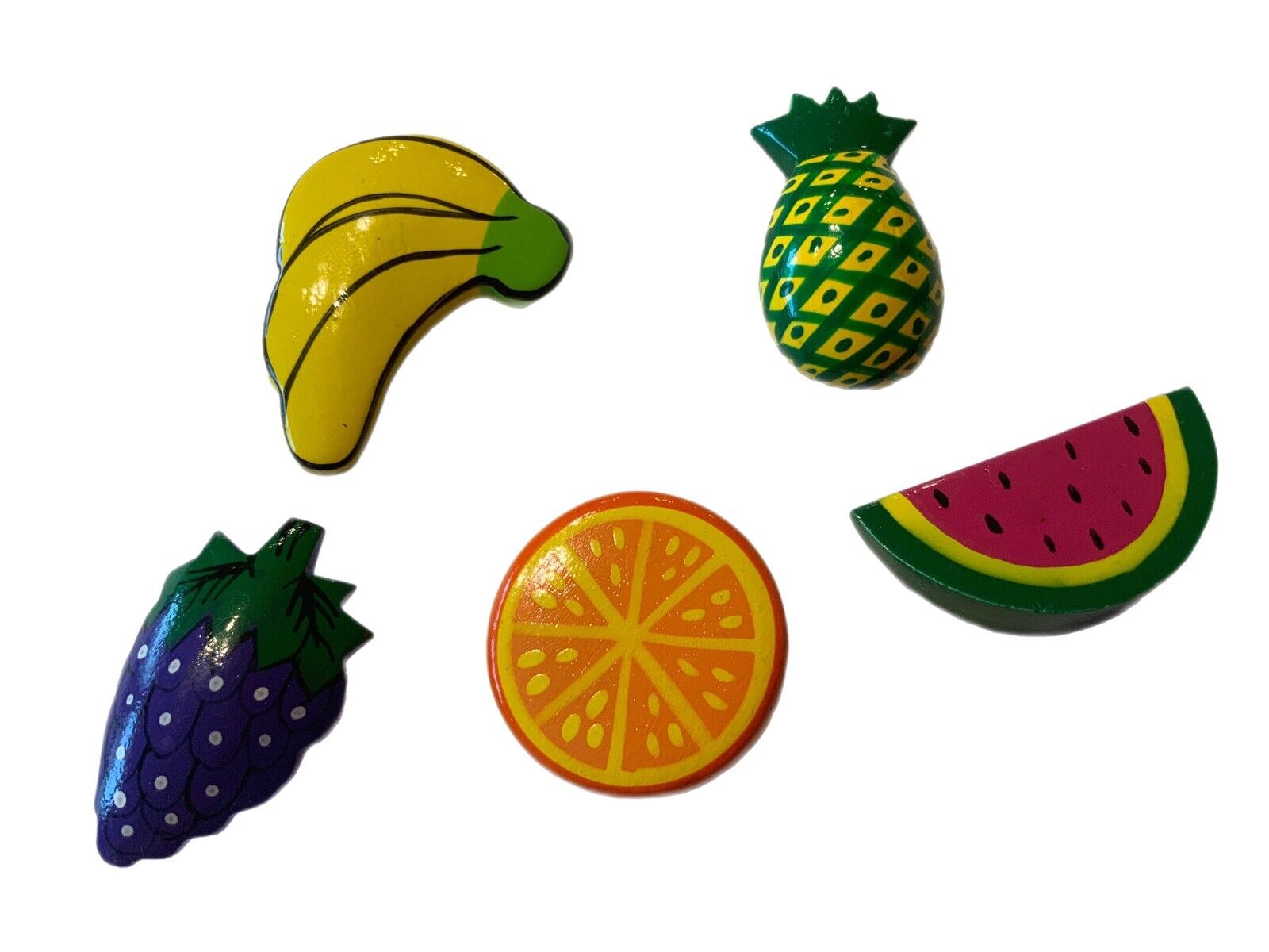 Vintage Color Trend Wooden Kitsch Fruit Button Covers Made In Philippines