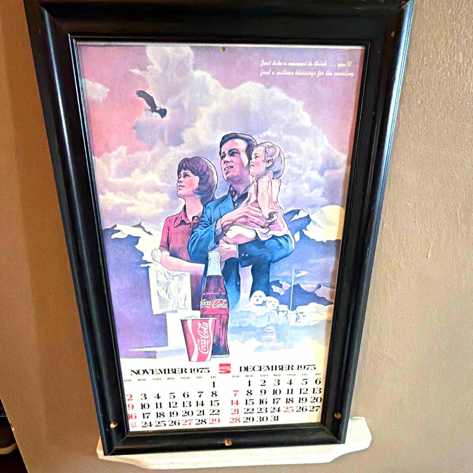 Coca-Cola Original 1975 Advertising Calendar Page Nov/Dec, Multicolor