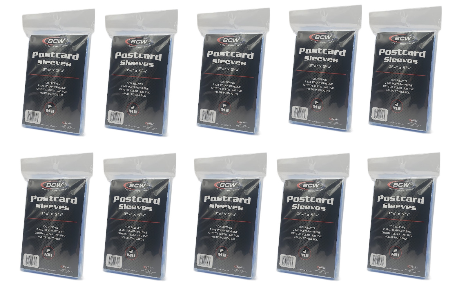 (1000 Count) BCW Postcard Sleeves Archival Safe (10 Packs) Acid and PVC Free