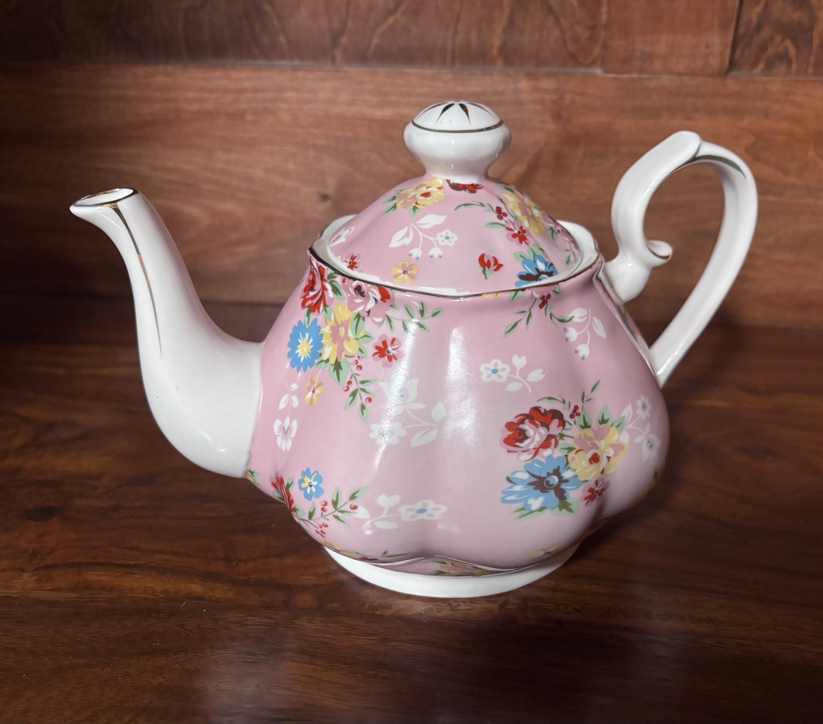 Vintage Pink Cottage Rose Teapot