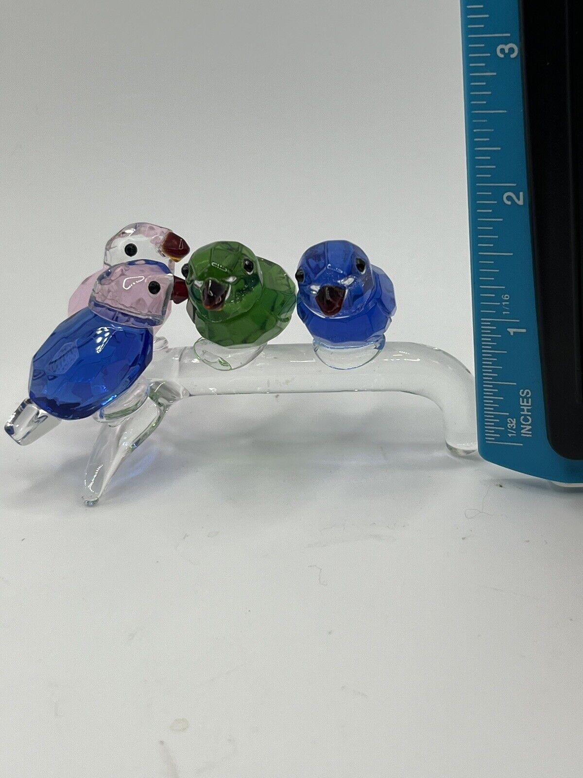 Vintage Faceted Crystal Love Birds 4 on a Branch 