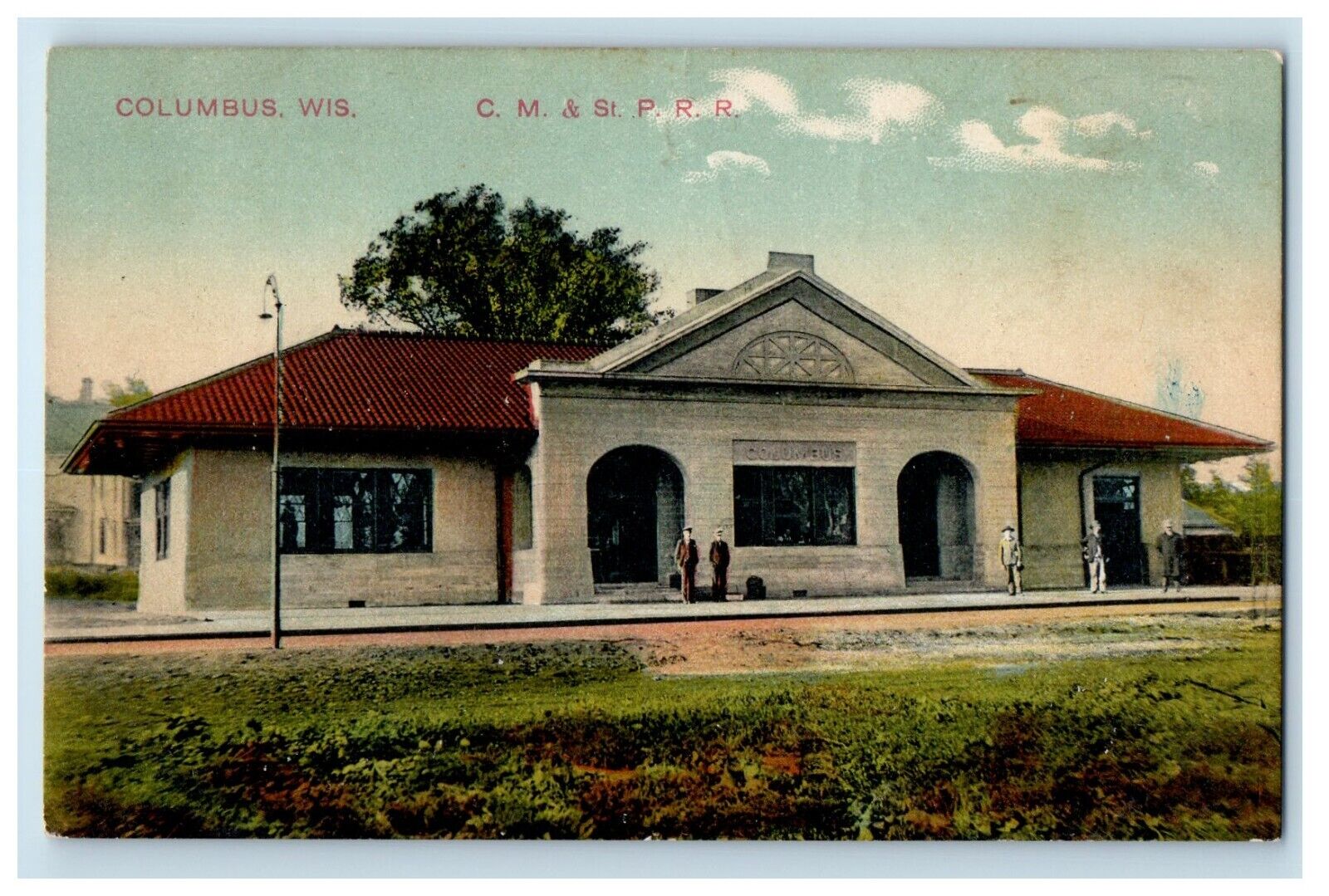 c1910's Columbus Wisconsin WI, C. M. & St. P. R. R. Railroad Ohio OH Postcard
