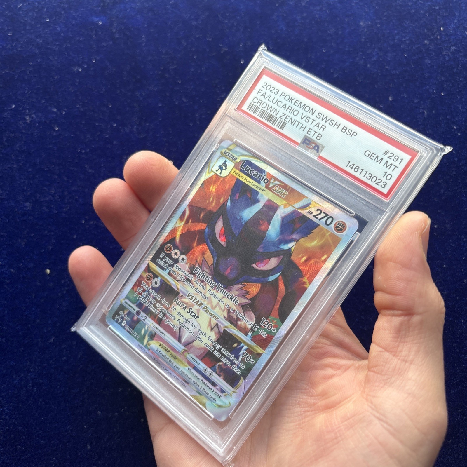 2023 POKEMON SWSH PROMO CROWN ZENITH ETB #291 FULL ART/LUCARIO VSTAR PSA 10
