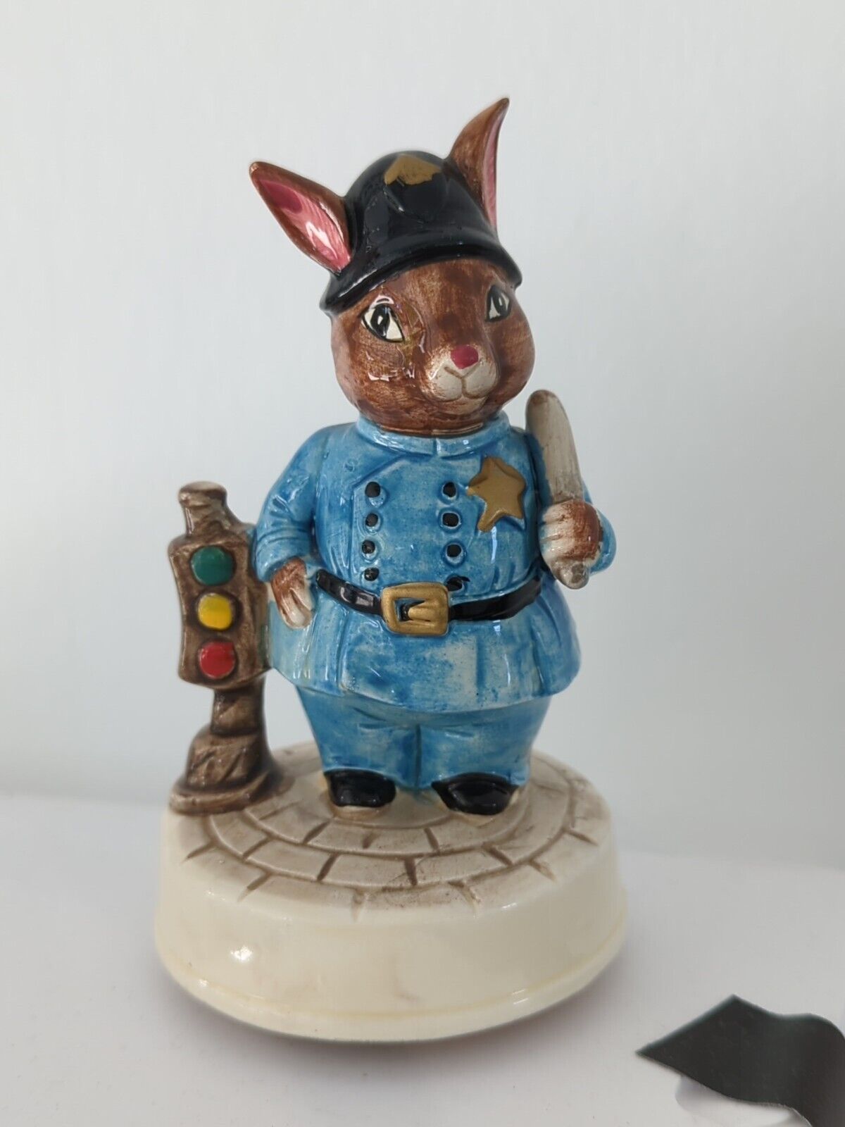 Vintage Schmid Bunny Rabbit Police Officer Music Box GB15