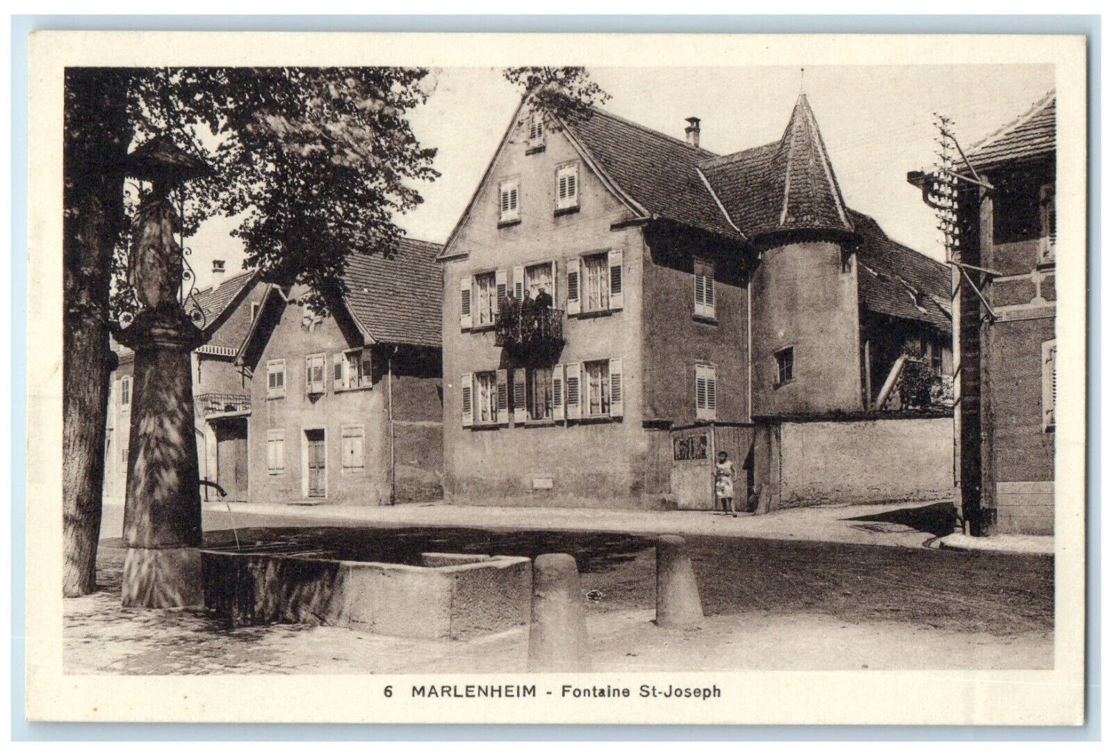 c1940's View from Behind Fontain St. Joseph Marlenheim Grand Est France Postcard