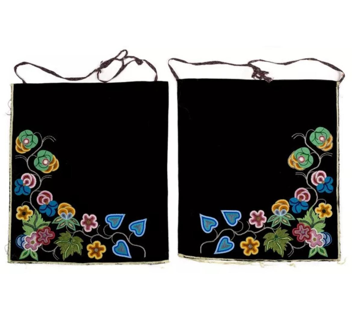 Handmade Beaded Leggings Black Wool 14 x 22 inches