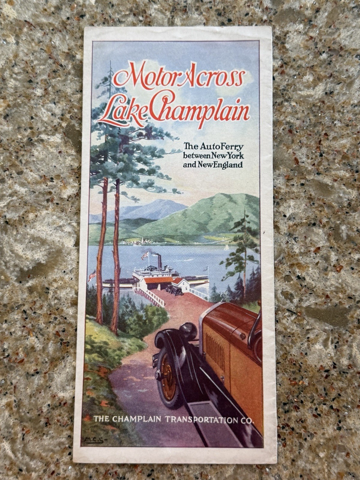 Vintage 1928 Motor Across LAKE CHAMPLAIN Brochure NY VT New England TRAVEL