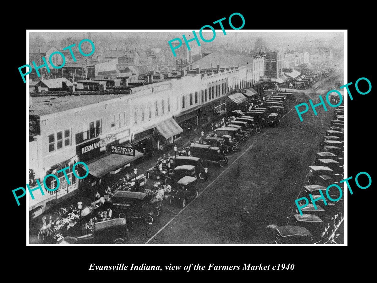 Evansville Indiana View Of The Farmers Market c1940 Old Large Historic Photo Evansville Indiana View Of The Farmers Market c1940 Old Large Historic Photo