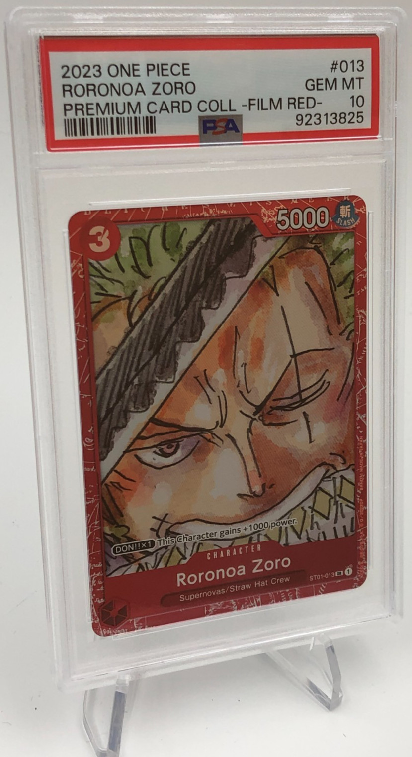 2023 ONE PIECE JAPAN Card RORONOA ZORO #013 FILM RED Premium PSA GEM MINT 10
