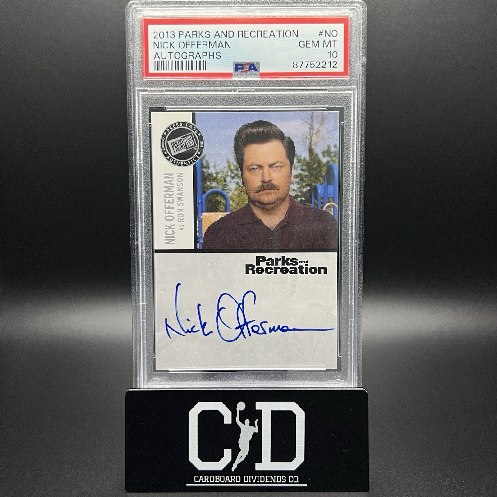 Nick Offerman as “Ron Swanson” 2013 Press Pass Parks And Rec Auto SSP PSA 10