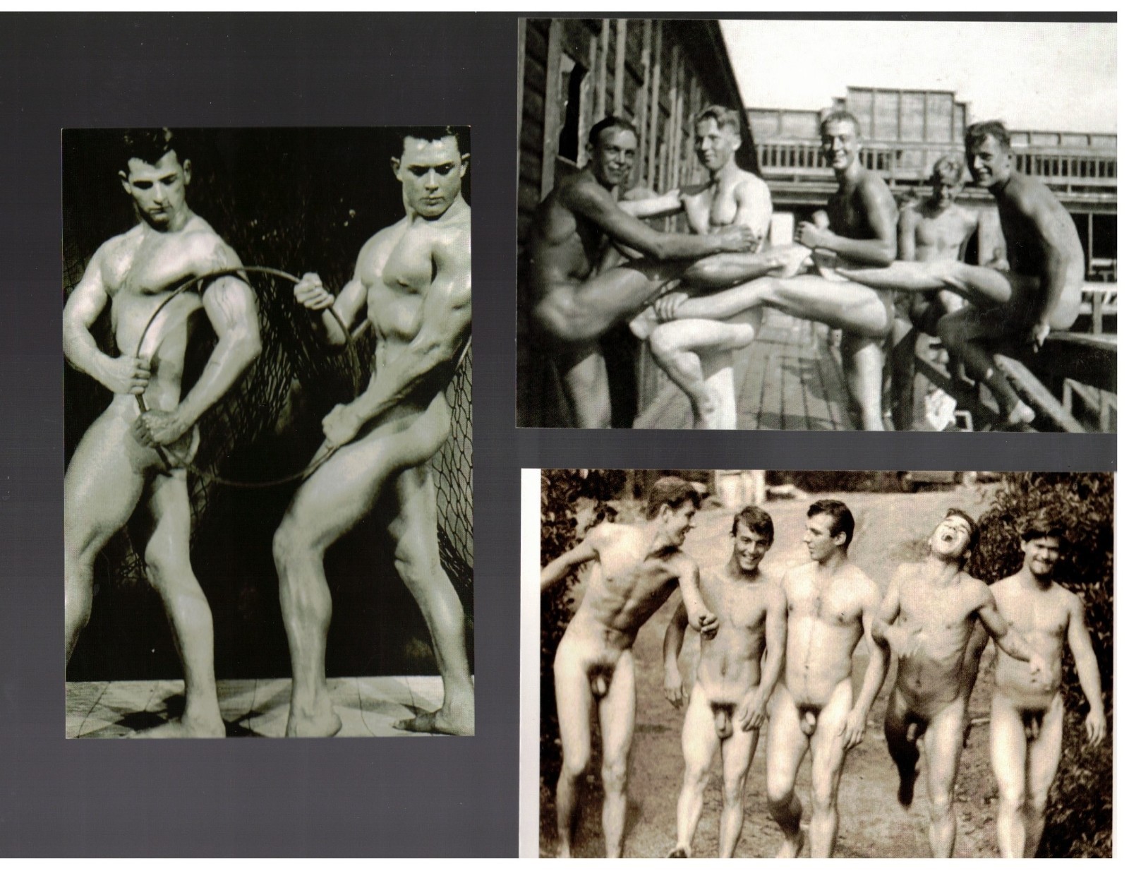 Lot / POSTCARD Prints  / 3 items / Groups of Men / 3  / As is