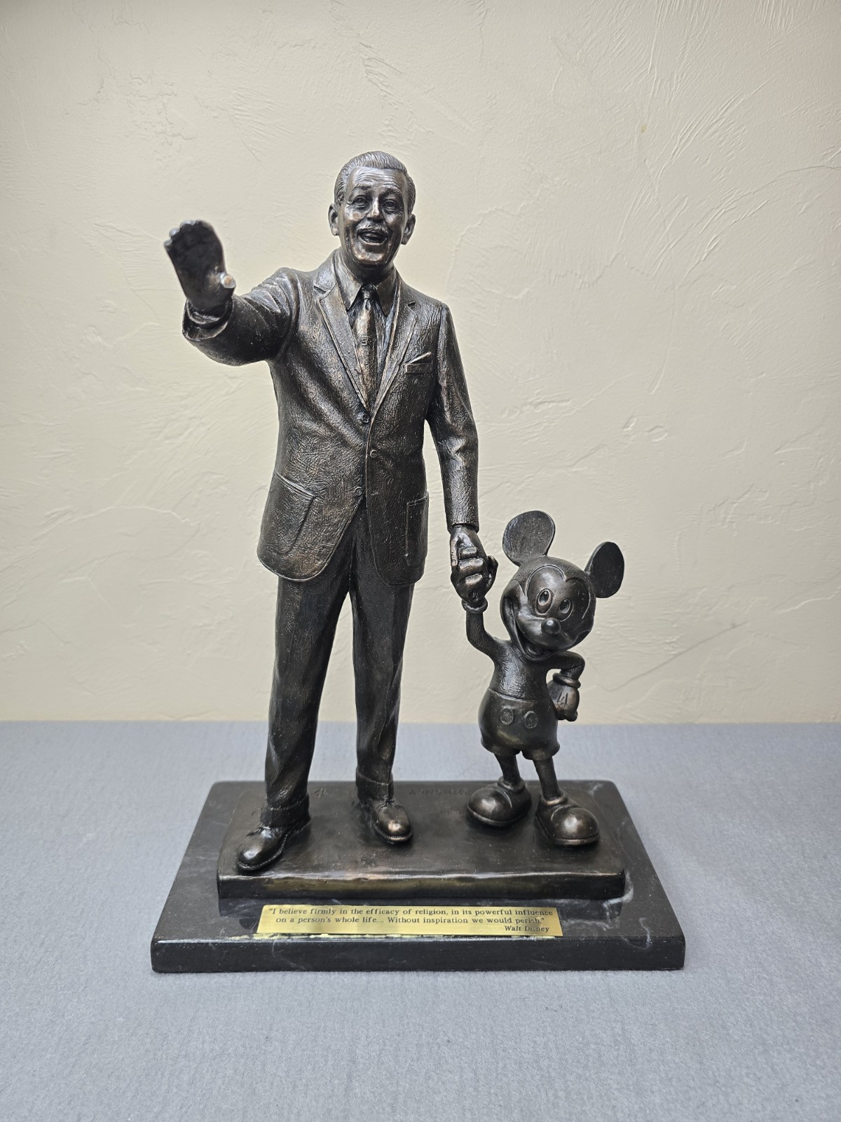 Walt Disney & Mickey Mouse Cold Cast Bronze Partners Statue Blaine Gibson RARE