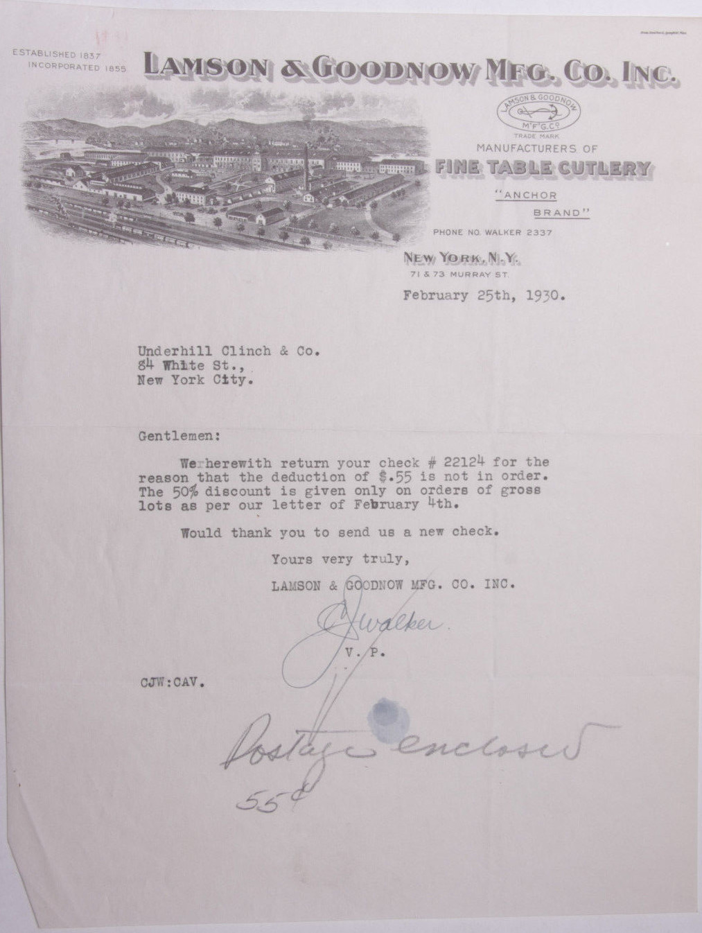 1930 Lamson Goodnow Underhill Clinch Co NYC Ephemera L927C