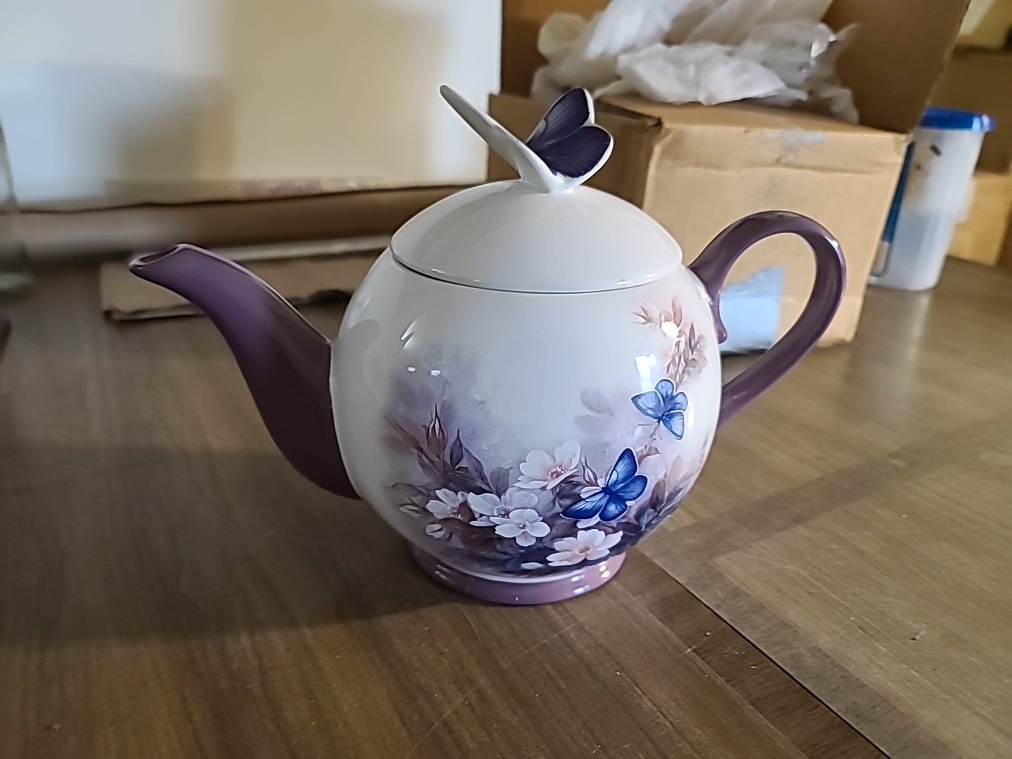 Vintage Teleflora Blossoms and Butterflies Teapot  Lena Liu  Collectible Floral