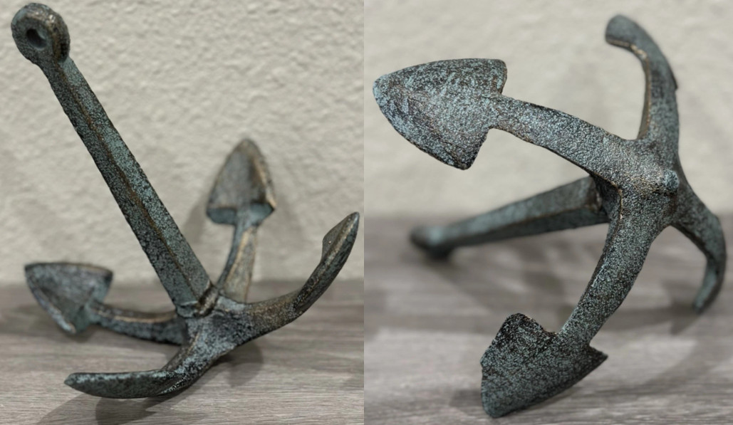 2 Vintage-Patina Solid Metal Ships Anchor Bookends Rope Boat Nautical Maritime