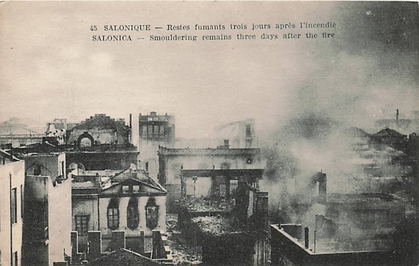 Postcard Greece: Salonica Smouldering Remains 3 Days After Fire DB 1917