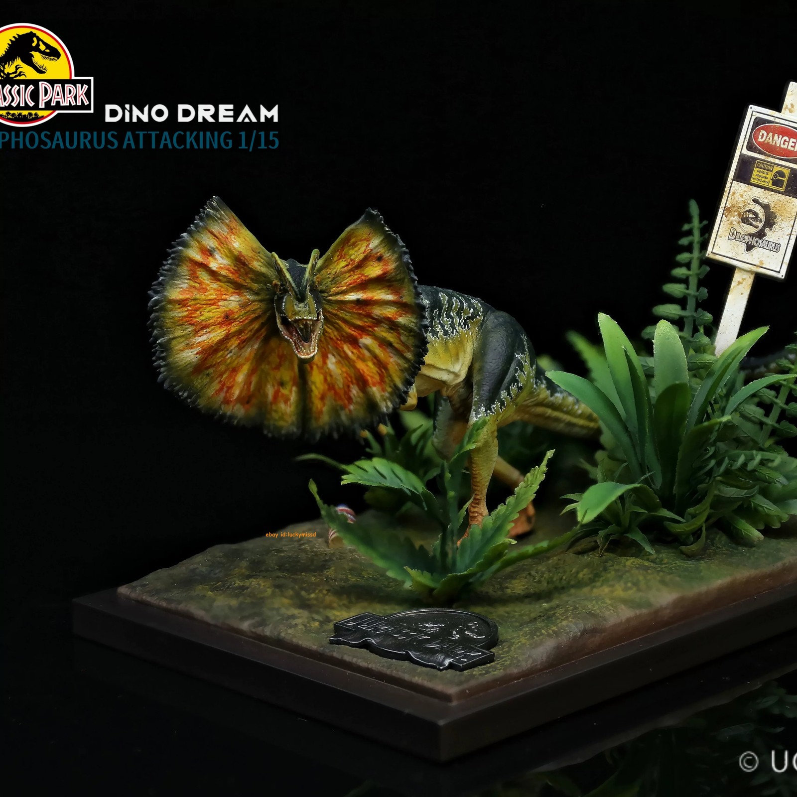 1/15 DINO DREAM Dilophosaurus Attacking Dinosaur Model Statue Animal Display