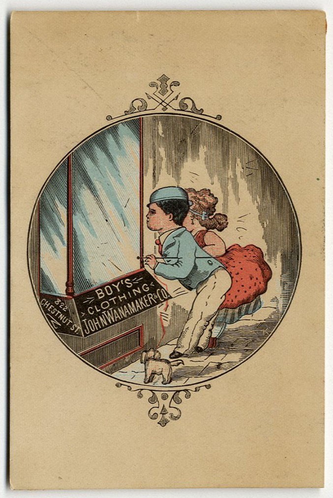Philadelphia JOHN WANAMAKER Boy's Clothing 1880's VICTORIAN Trade Card CHILDREN