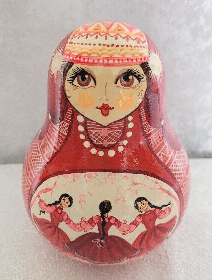 Matryoshka Roly Poly Musical Chime Russian Handmade Doll