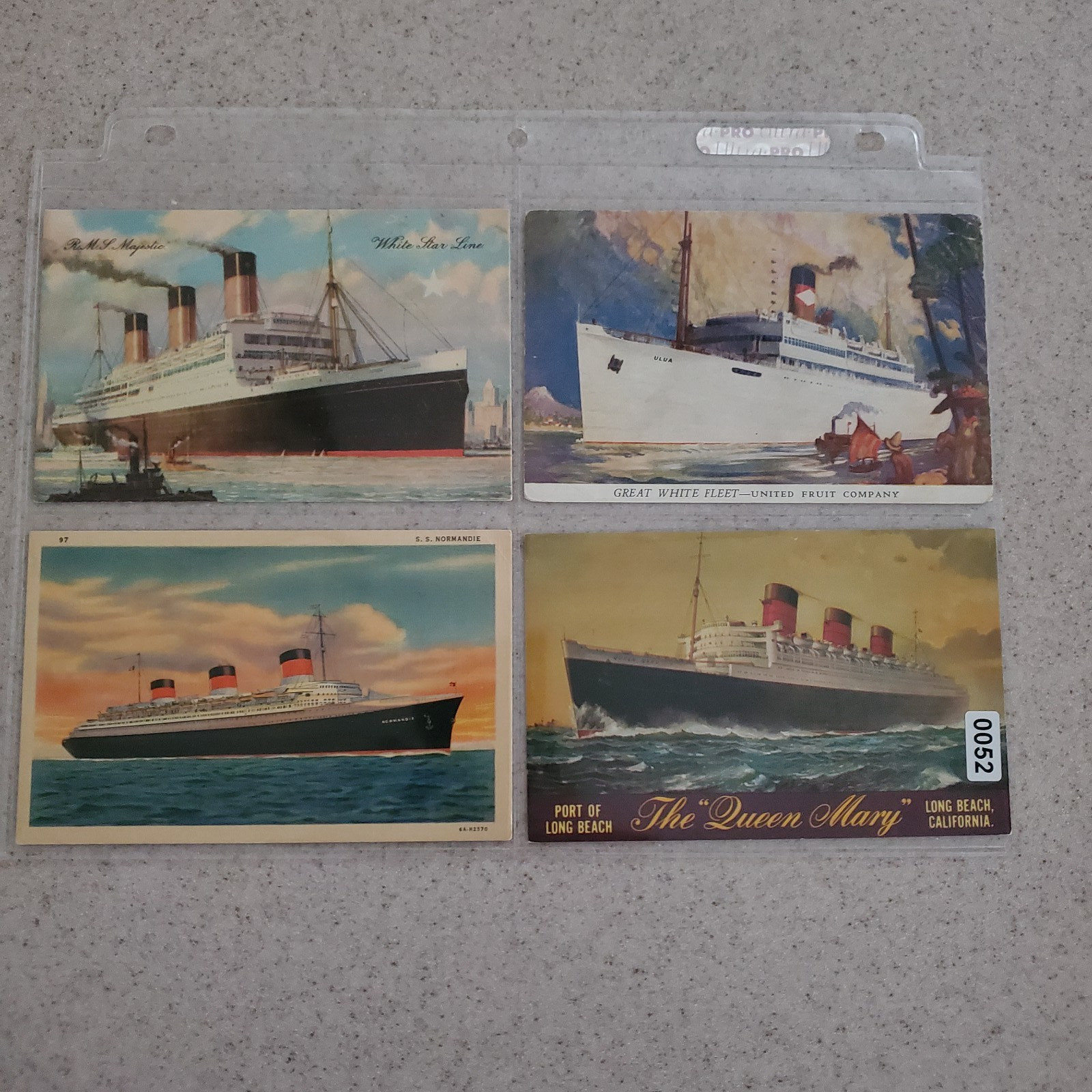 Vintage Ocean Liner Postcards Lot 4 White Star Majestic Normandie Queen Mary1939