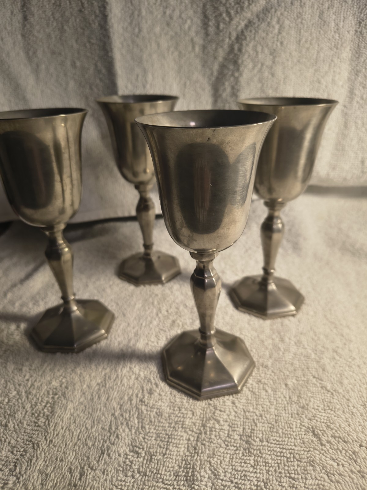Vintage Gorham Pewter Goblets Octette Wine Chalice Cups Octagonal Base Set of 4 Vintage Gorham Pewter Goblets Octette Wine Chalice Cups Octagonal Base Set of 4