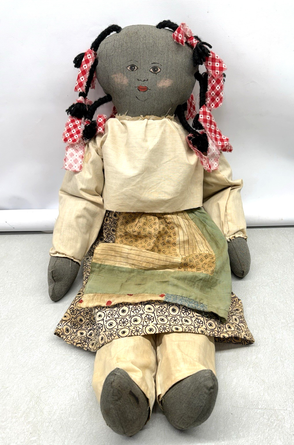 VTG Folk Art Fairfield Black Americana Cloth Rag Childs Doll Primitive Southern