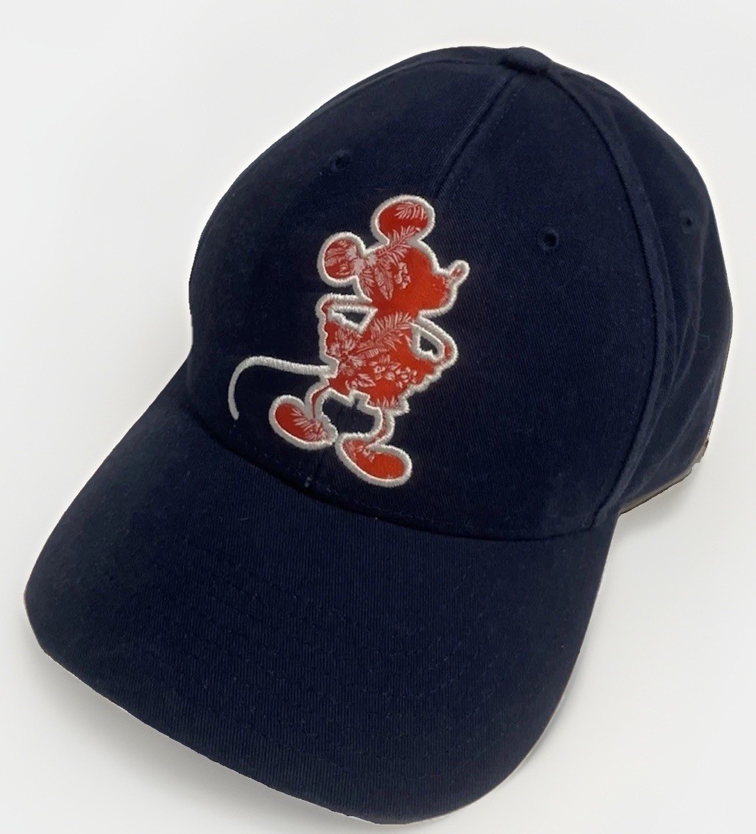 Disney Tommy Bahama  Strap Back Hat Mickey Mouse Floral Navy Blue Adjustable.