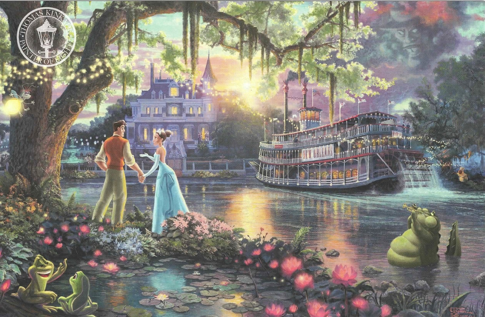 (10 - 50) DISNEY LOT Large Postcard WHOLESALE Kinkade PRINCESS & THE FROG Art