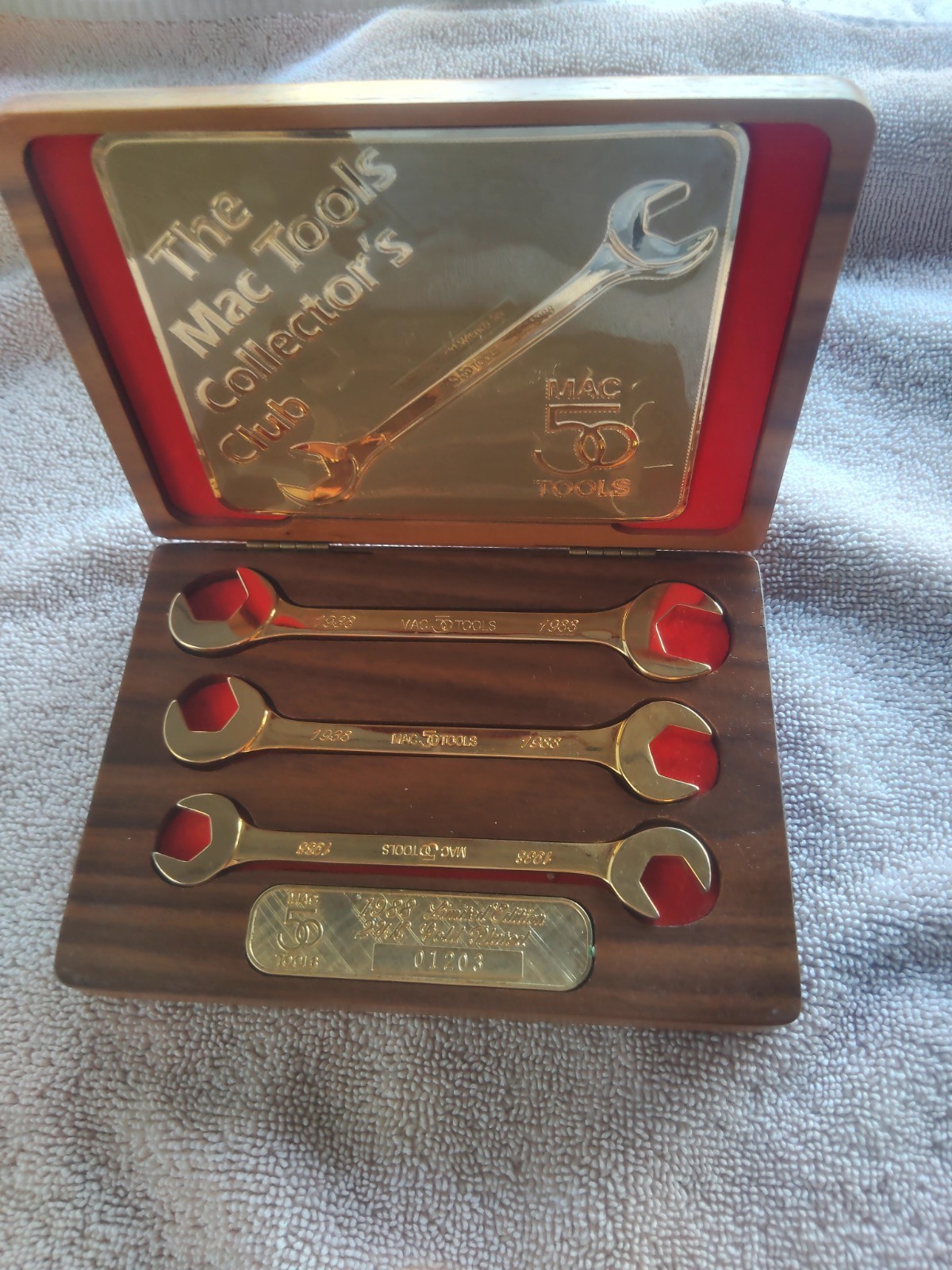 Mac Tools 24k Gold Plated Limited Edition 3 Piece Wrench Set 1988