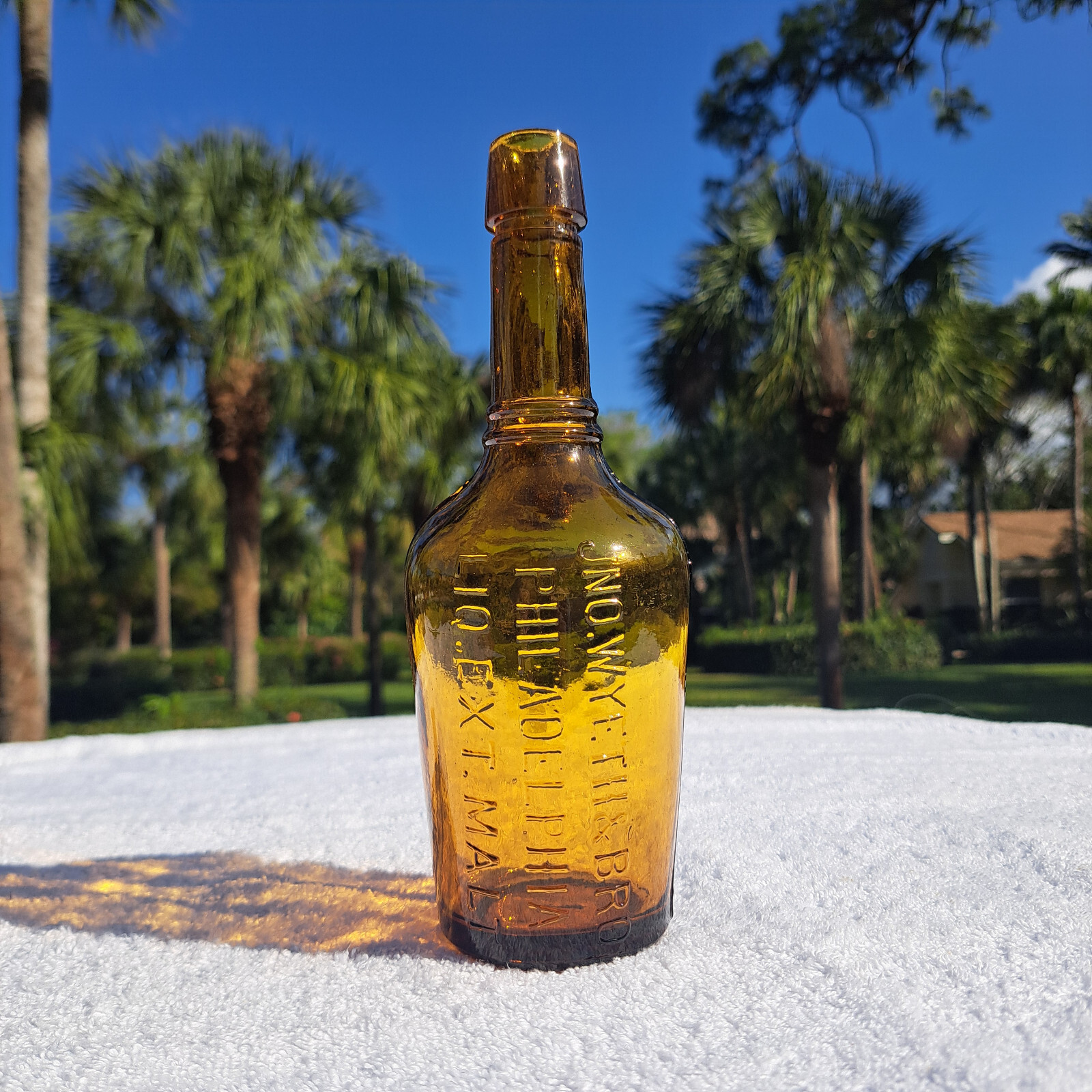 TUMBLED - 1890\'S ANTIQUE JNO. WYETH & BRO, PHILADELPHIA MALT EXTRACT BOTTLE