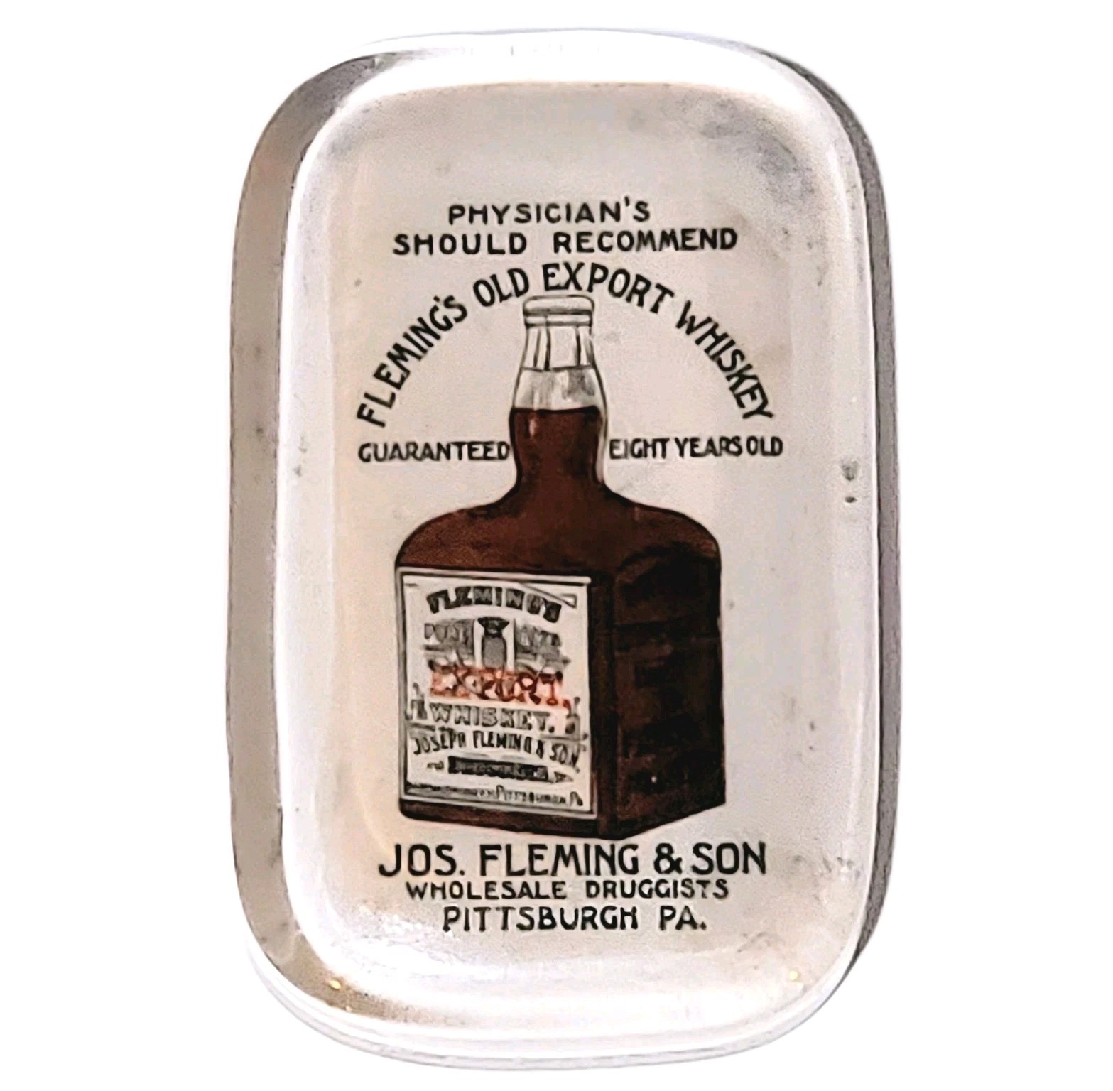 Rare Jos Fleming\'s Pittsburg Old Export Whiskey Prohibition Era Paperweight