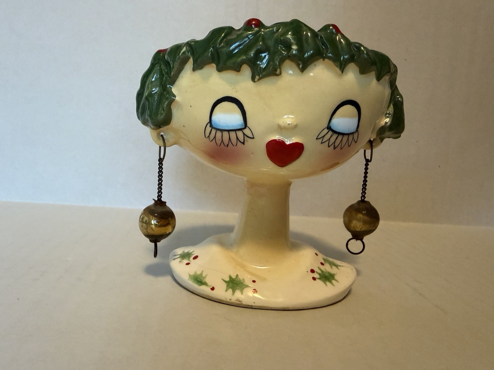 Vintage 1959 Holt Howard My Fair Lady Christmas Holly Head Vase 