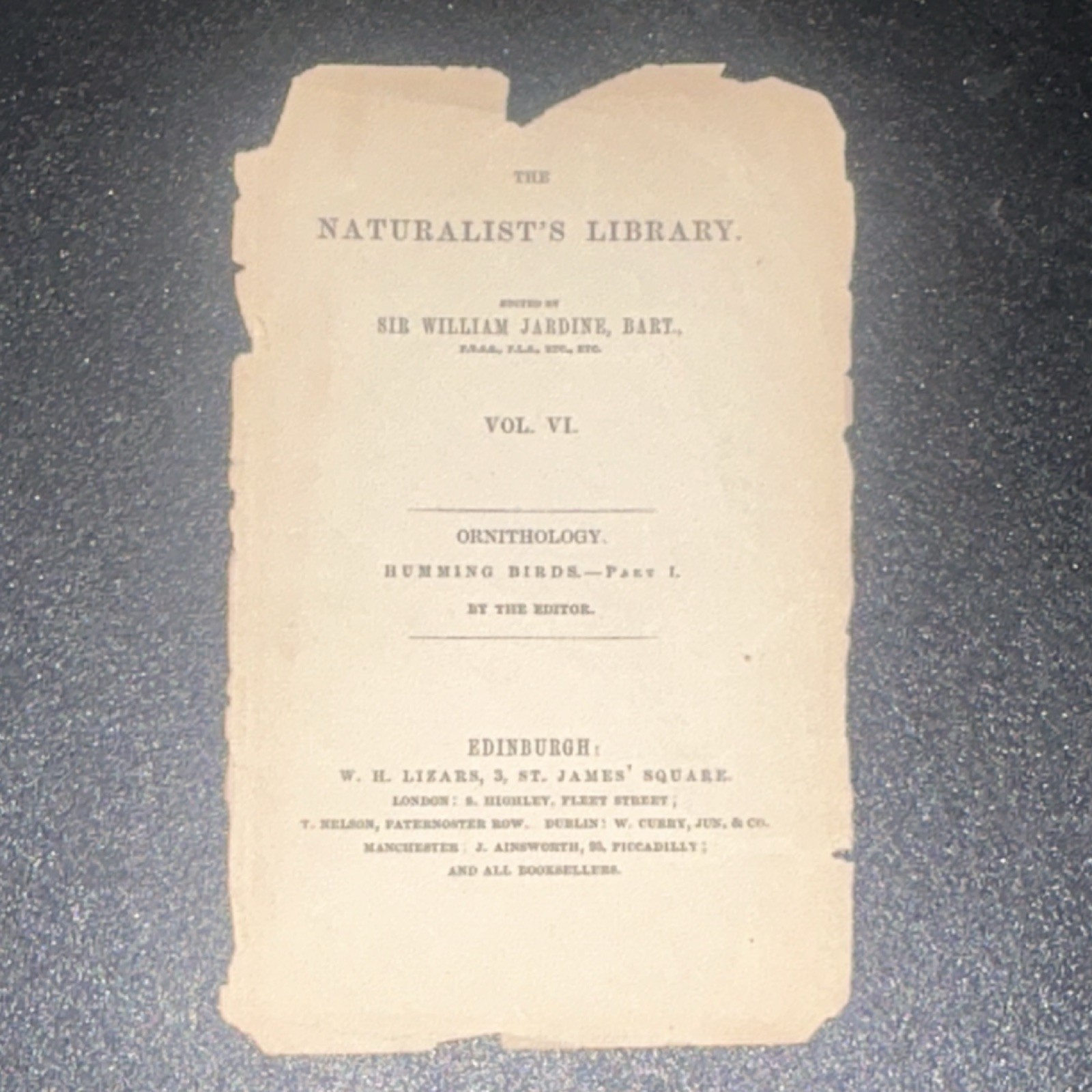 The Naturalist\'s Library Vol. VI Ornithology Humming Birds Sir William Jardine …