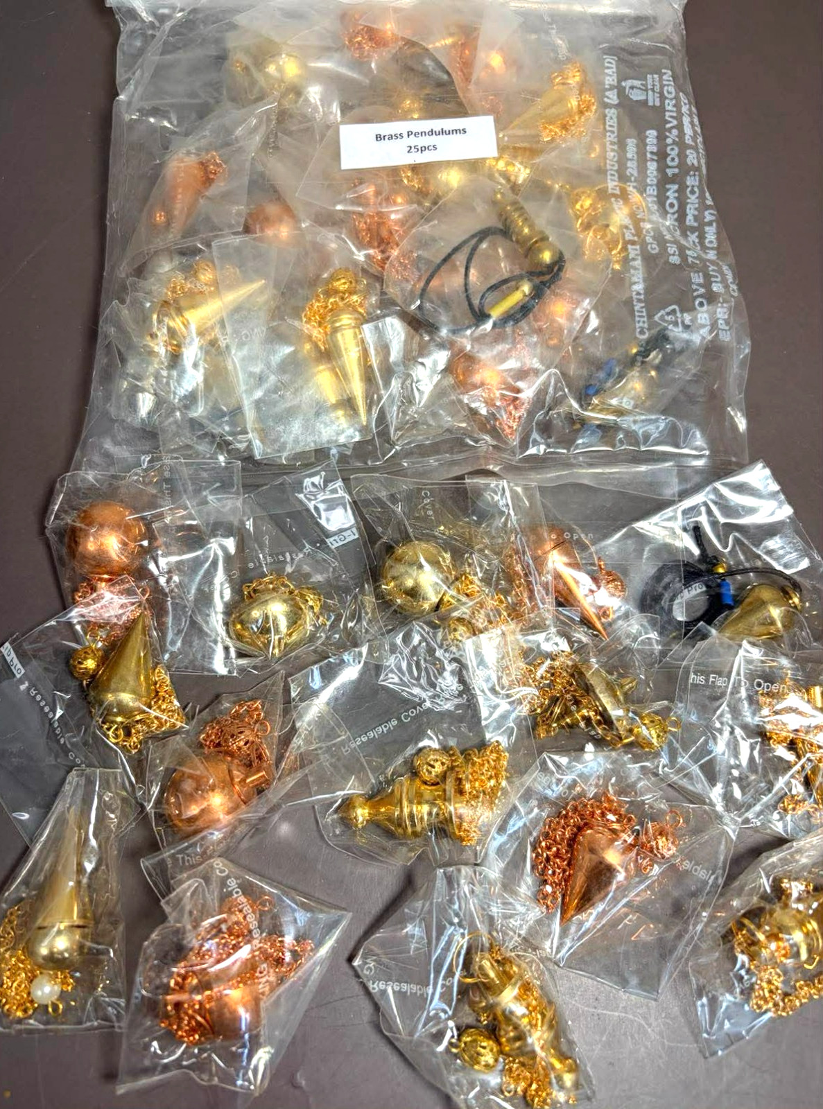 40 Brass Pendulums Reseller Lot Mixed Shapes NOS Wholesale India