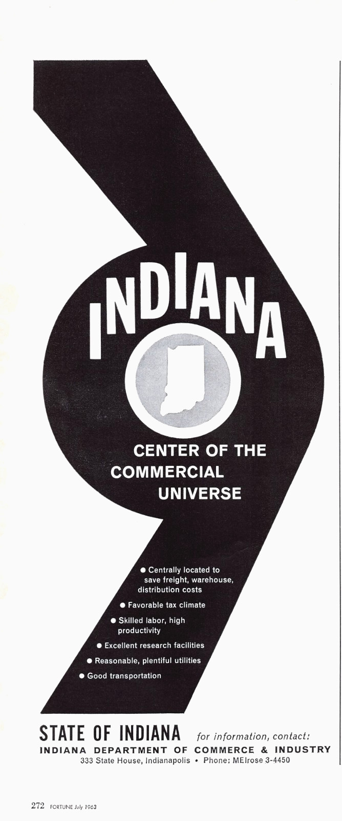 State Of Indiana Commerce Industry Commercial Universe Vintage Magazine Print Ad