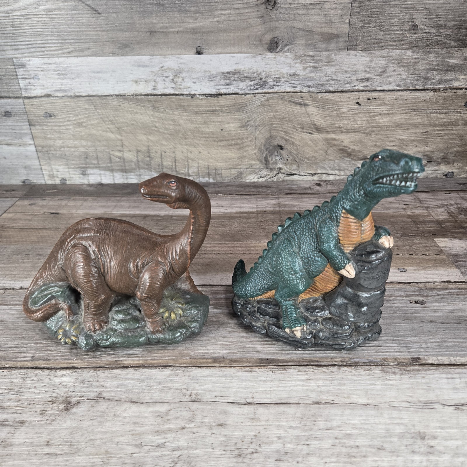 Vintage 1989 Hand Painted Dinosaur Dinosaur Lot Of 2