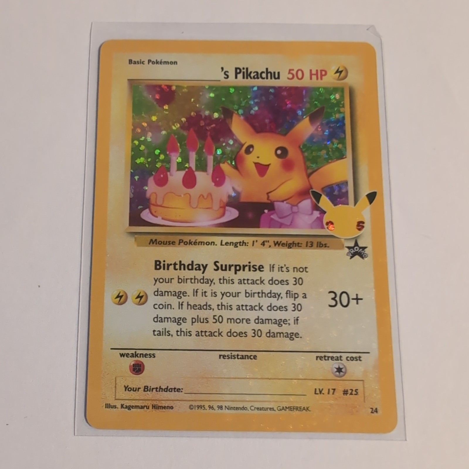 Pokemon TCG Birthday Pikachu Holo Card Celebrations Series Promo