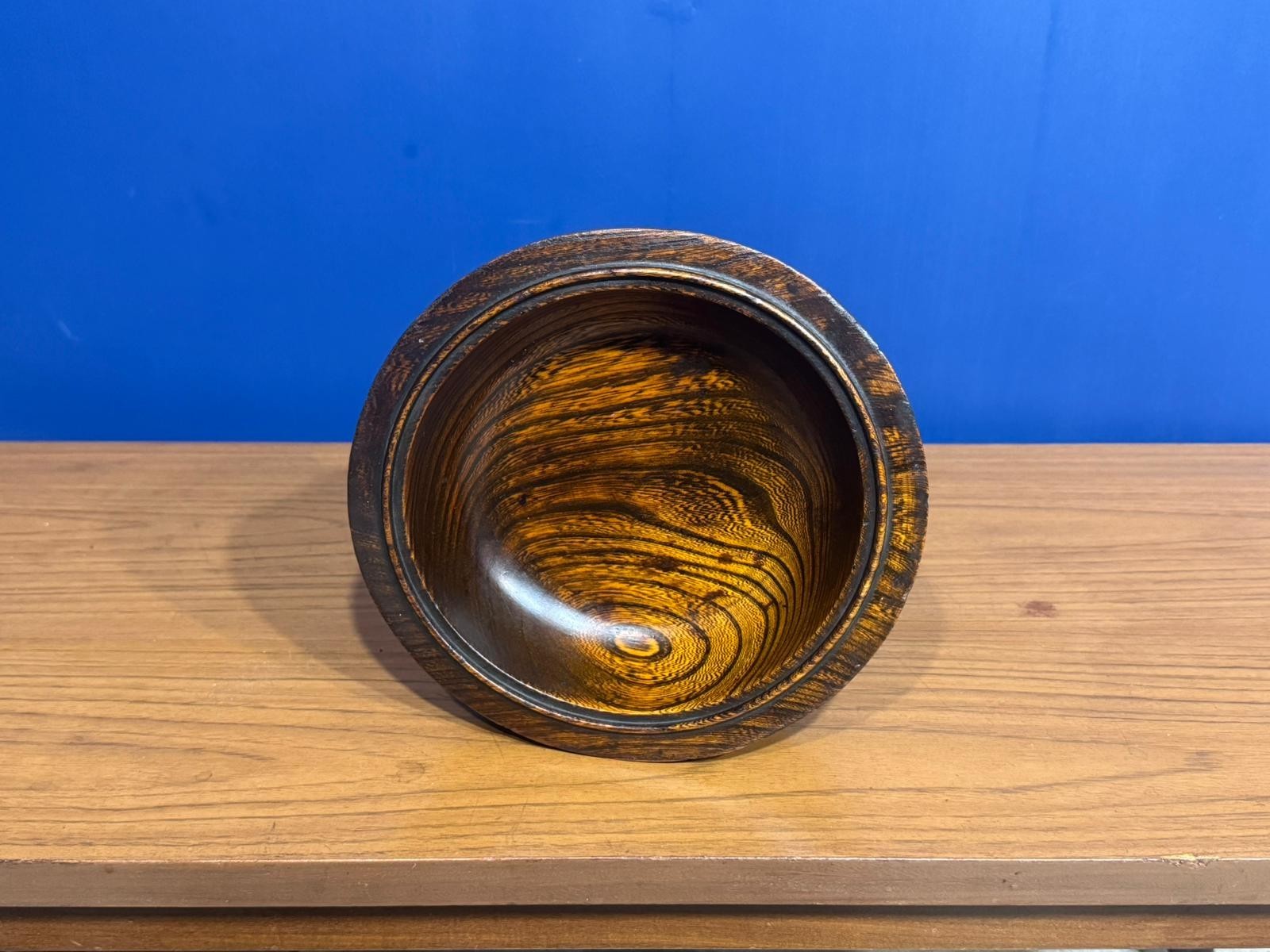 Vintage Turned Trinket Bowl Elm Handmade Key Fruit 