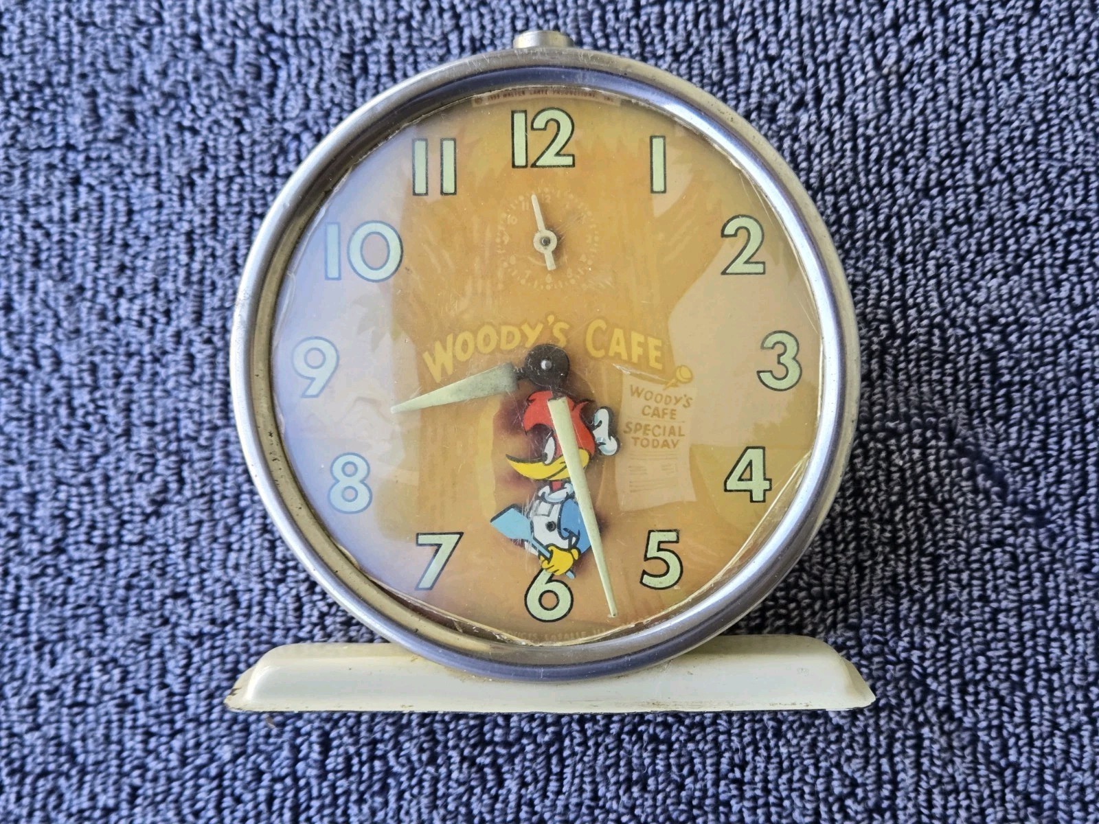 Vintage Woody Woodpecker Woody\'s Cafe Moving Head Animated Alarm Clock ~ Working