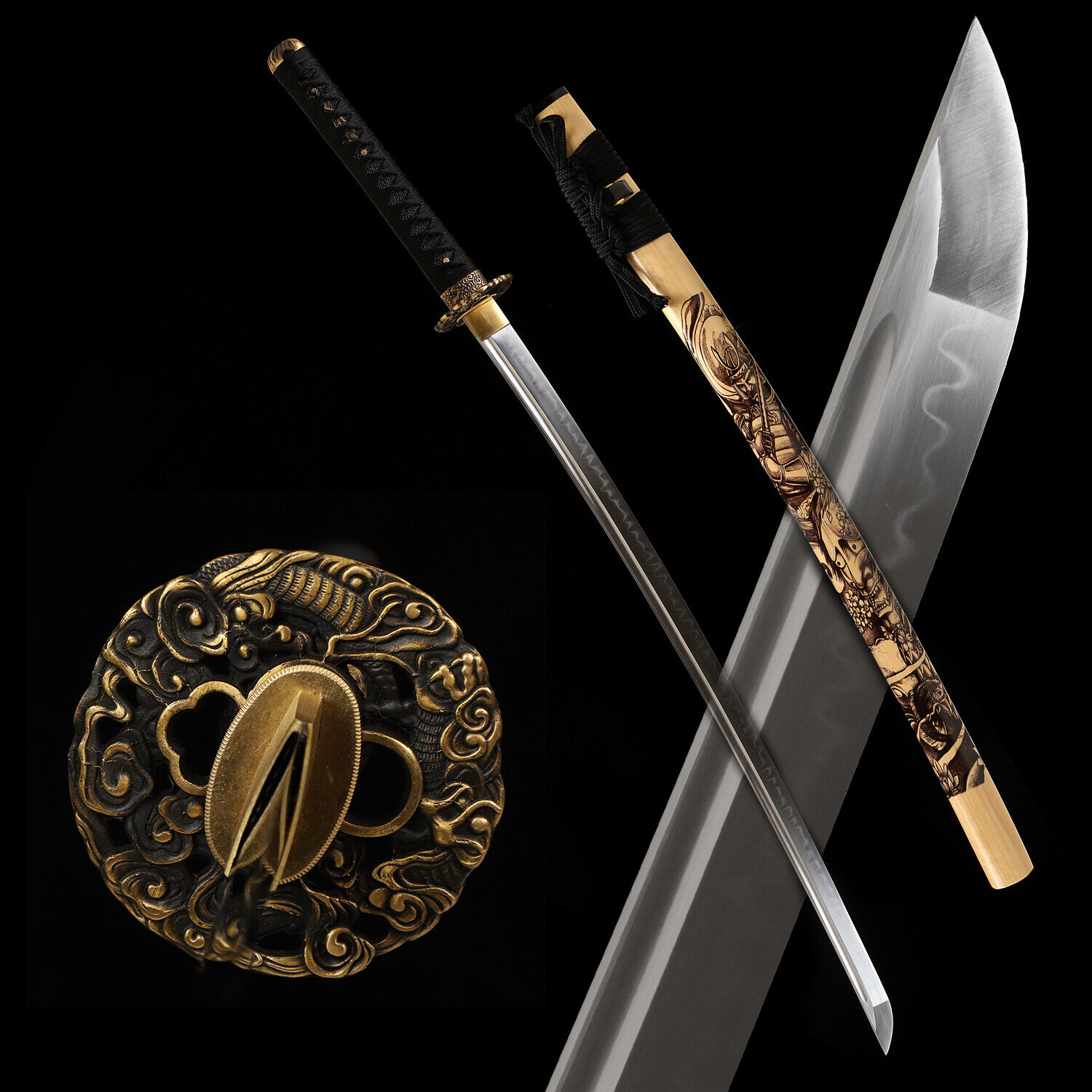 Clay Tempered T10 Steel Katana Real Japanese Samurai Sword Battle Ready Sharp