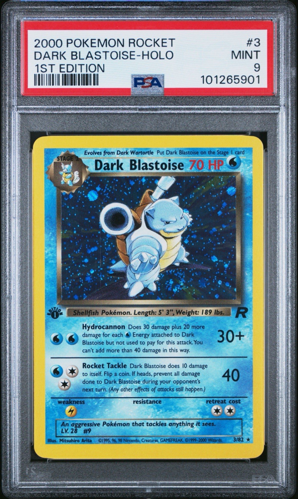 Dark Blastoise 1st Edition Holo 2000 Team Rocket PSA 9 SWIRL