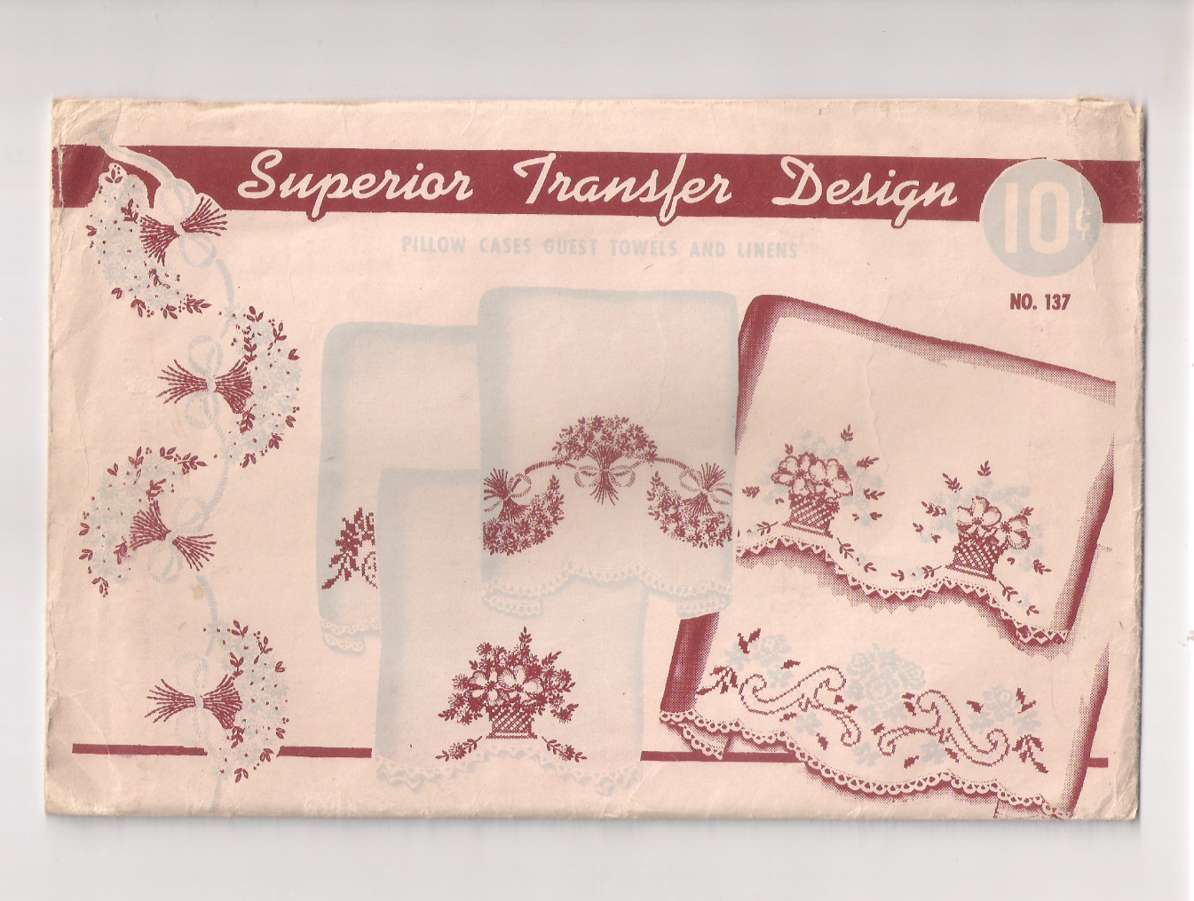 Vintage Superior Transfer Design No. 137 Pillow Cases, Guest Towels, Linens NEW