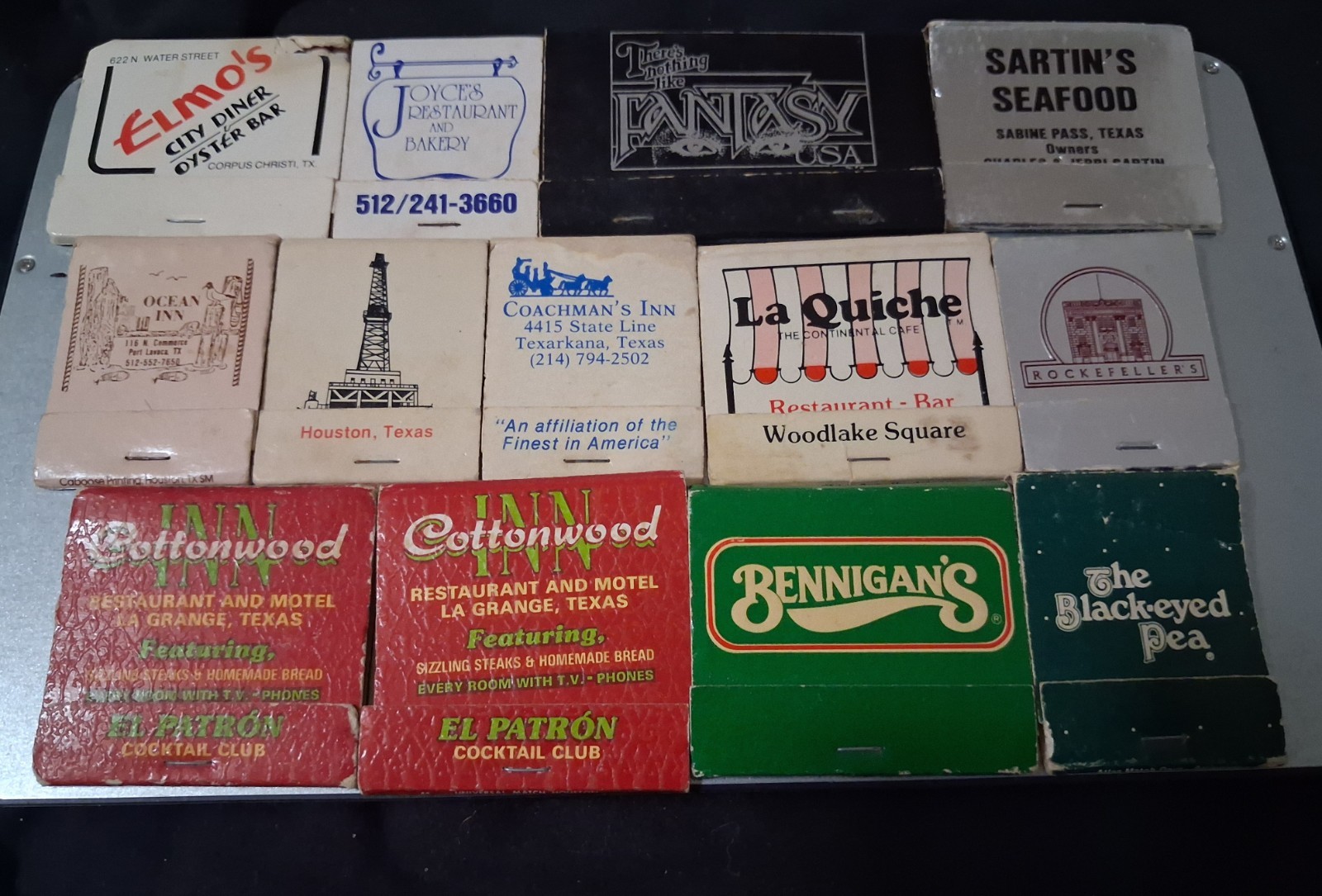 Vintage Texas Matchbook Lot 13 Pc Restaurants, Motels, Bar & Diner, Collectible