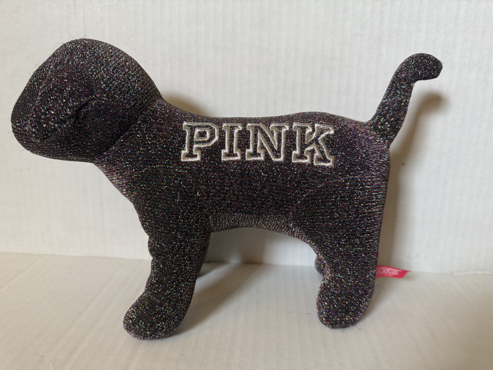 2019-Victoria's Secret Pink Iridescent Glitter Bling 13” Giant Mini Dog 