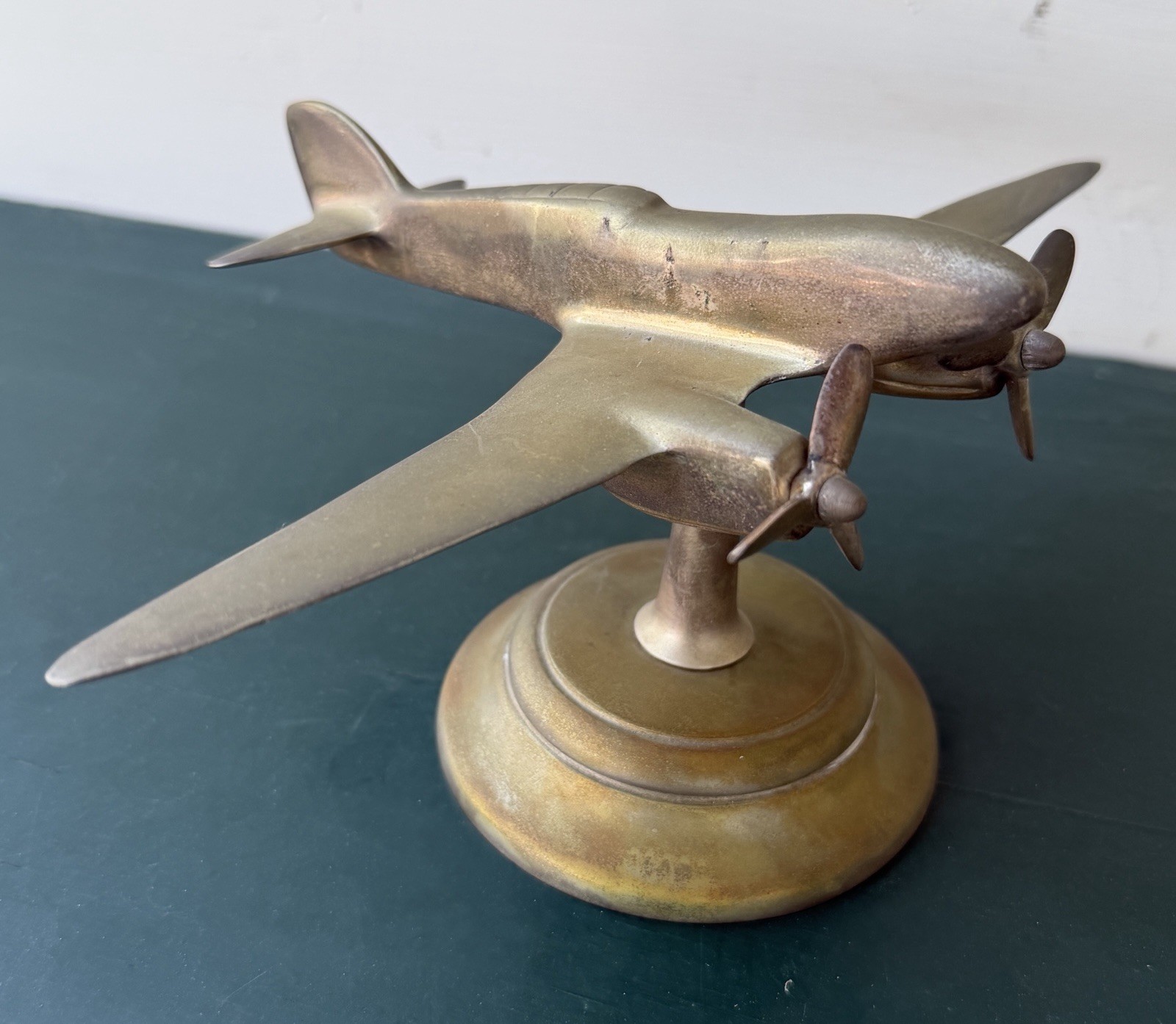 Vintage Silverplate De Havilland DH.88 Comet Metal Desk Model Airplane 