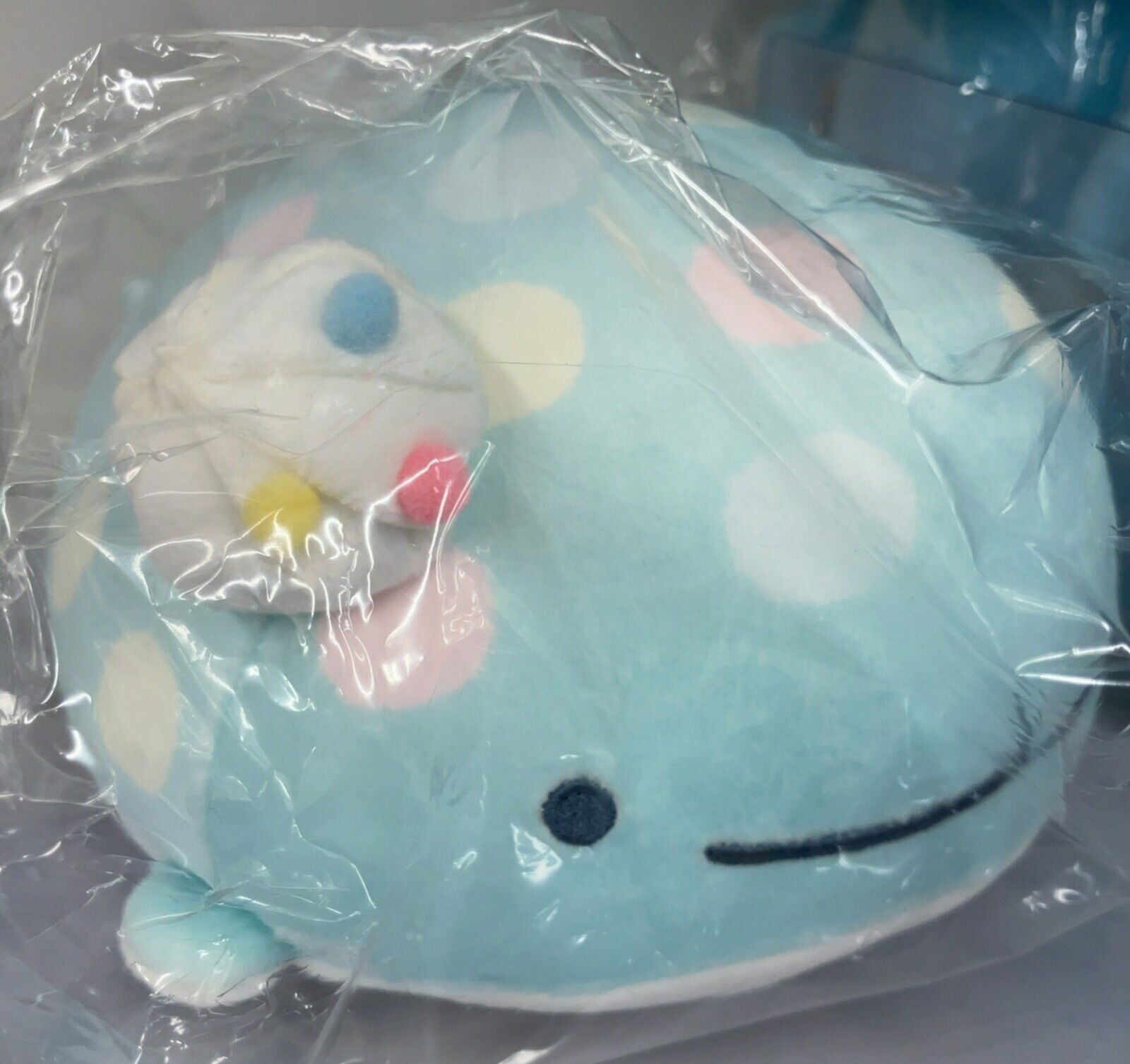 San-X Jinbesan (Whale Shark) Super Mochimochi Stuffed Toy S Blue (Ice jellyfish)
