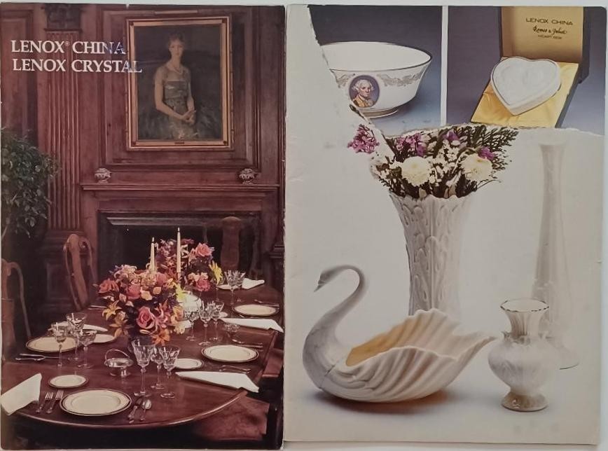 LOT OF 2 VINTAGE LENOX CHINA LENOX CRYSTAL GIFTWARE BROCHURES 1985 1978 RARE