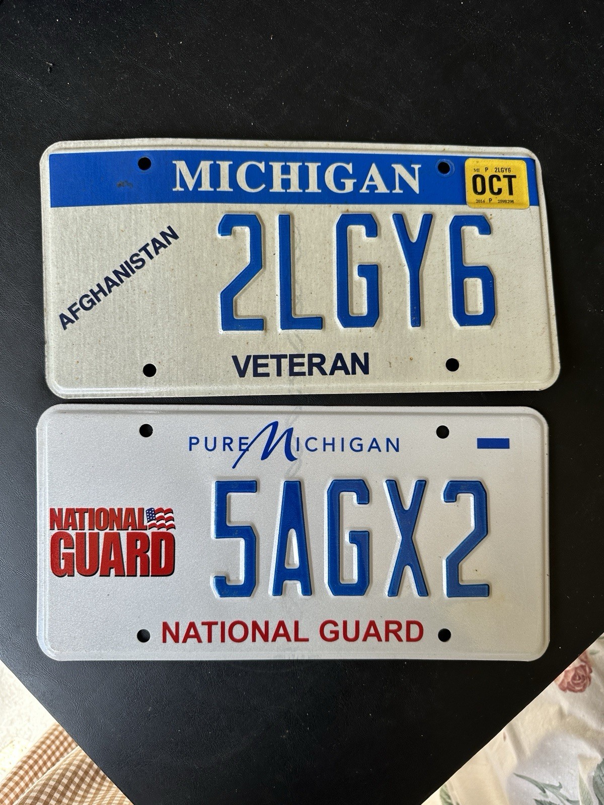2 Michigan Military License Plates National Guard Afghanistan Veteran Specialty