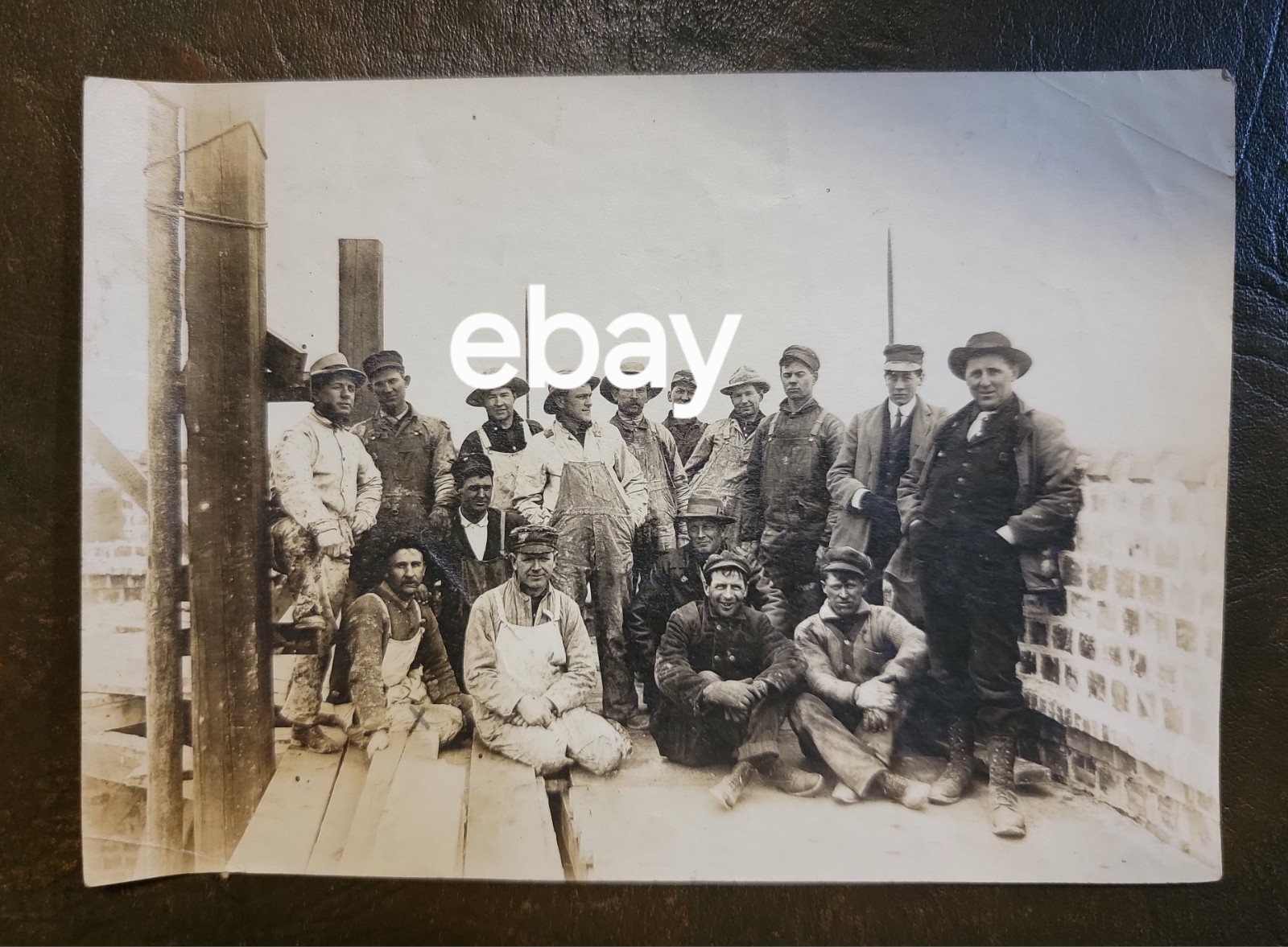 Photo of Workers Workwear Early 1900s Vtg Clothing Denim Wool Overalls Caps Etc